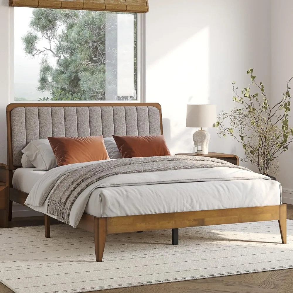 Yanying Raven Solid Wood Bed Frame Mid Century Modern
