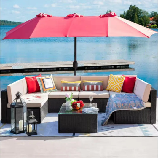 Tozey Outdoor Patio Sofa Sectional Set Weatherproof PE Rattan