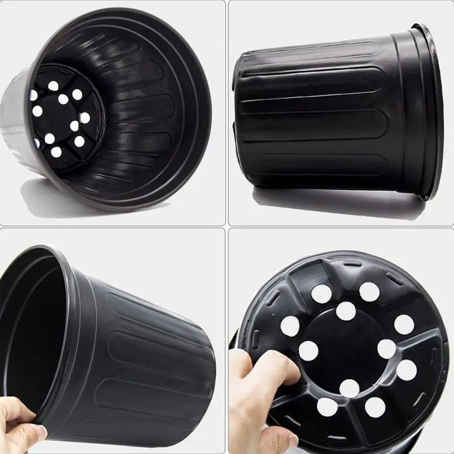 100Pack 1 Gallon Flexible Flower Plant Nursery Pots, Plastic Plant Pots with Drainage Holes,Garden Flower Pots for Succulents, S