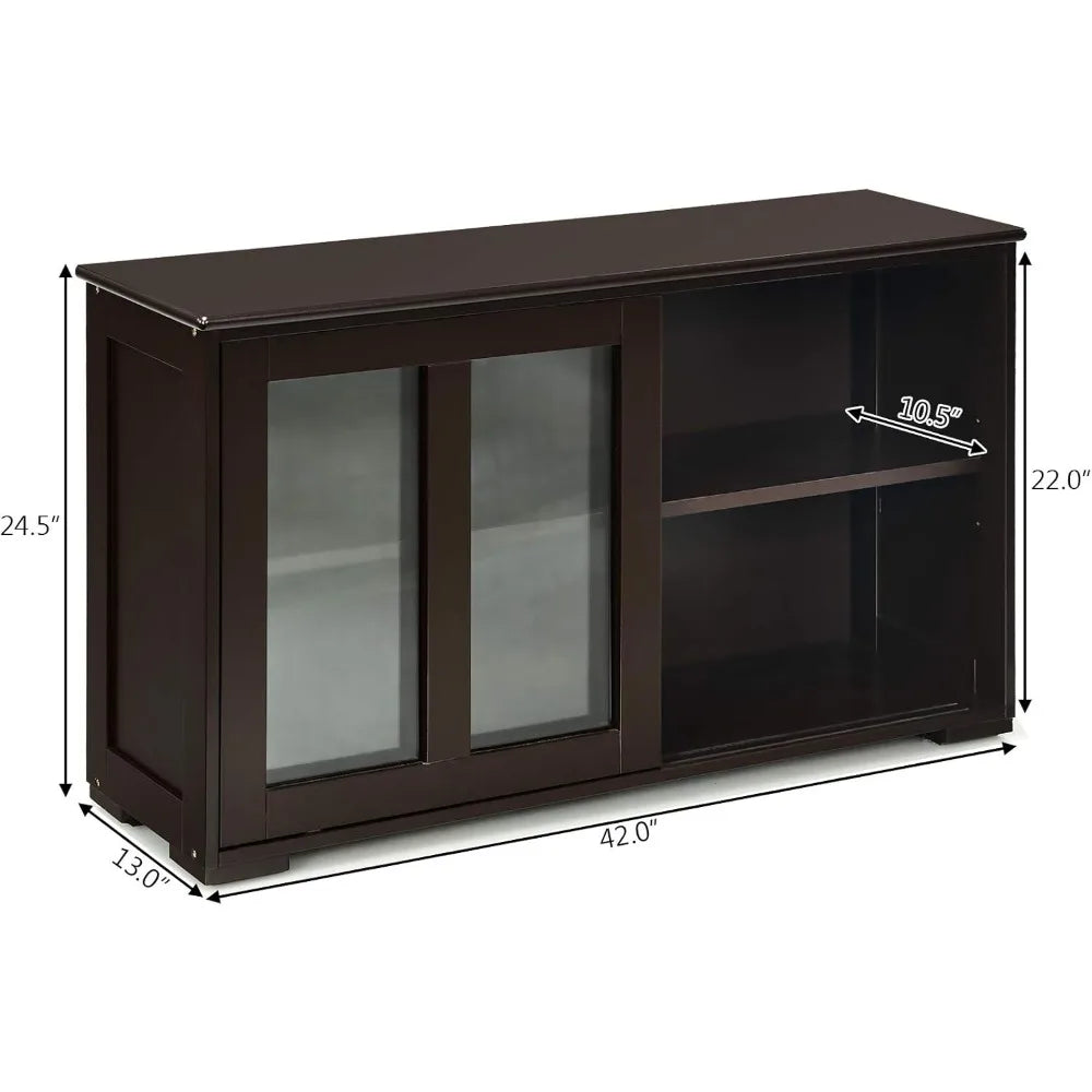 MKDK Wooden Kitchen Buffet Cabinet With Adjustable Shelves