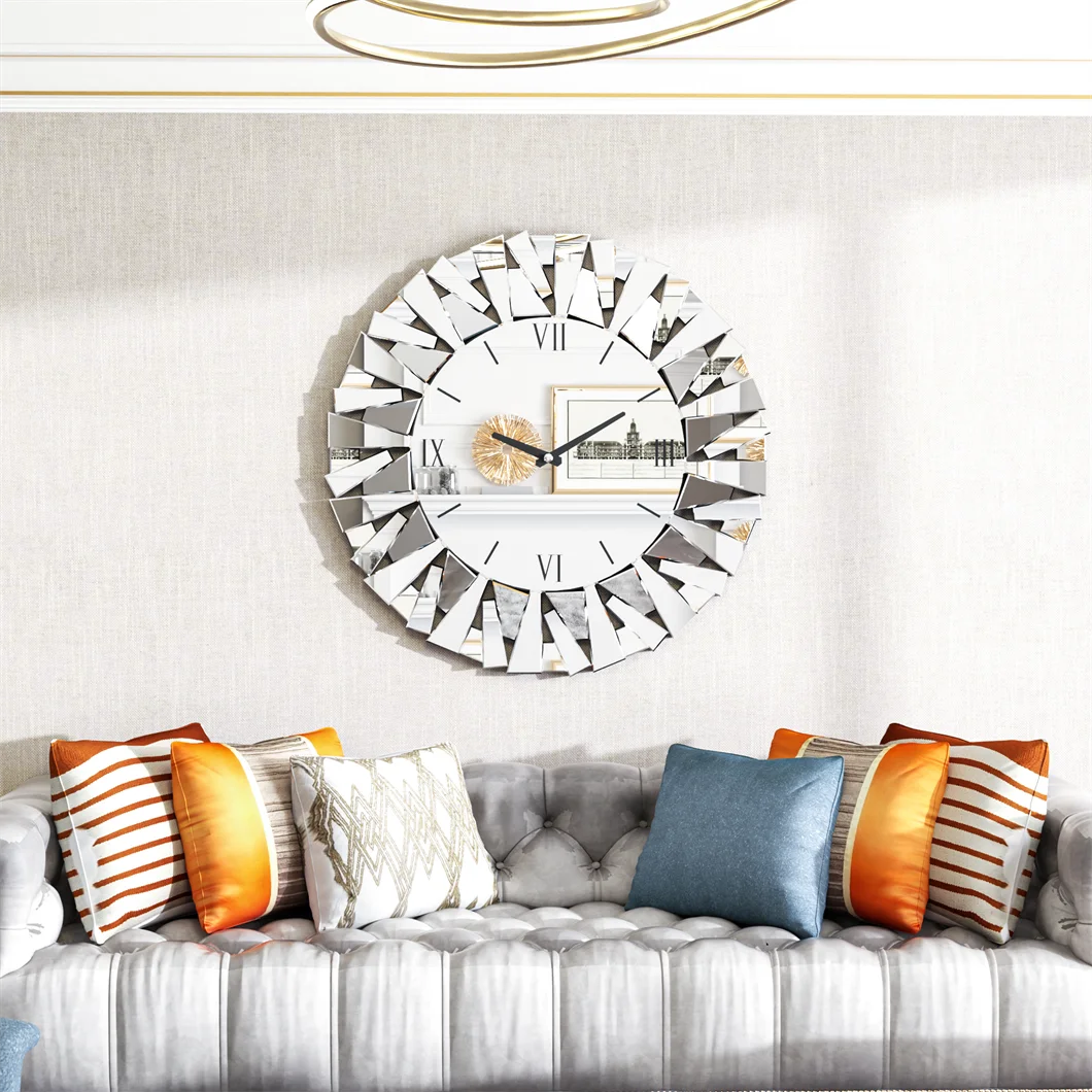 Big Boss Home And Garden 3D Mirrored Sunburst Wall Clock