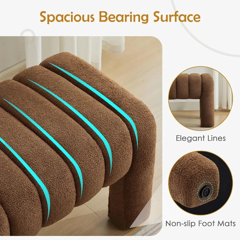 Angduo Upholstered Bench Entryway Ottoman With Wood Legs