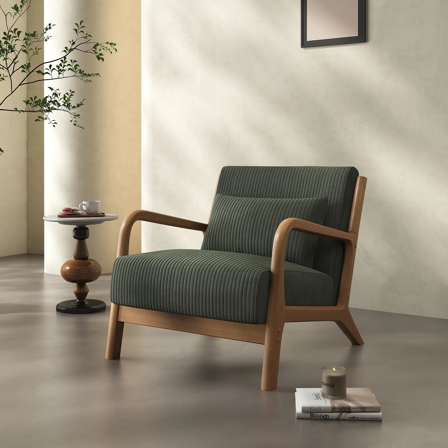 QWICover Mid Century Modern Accent Chair Fabric Armchair