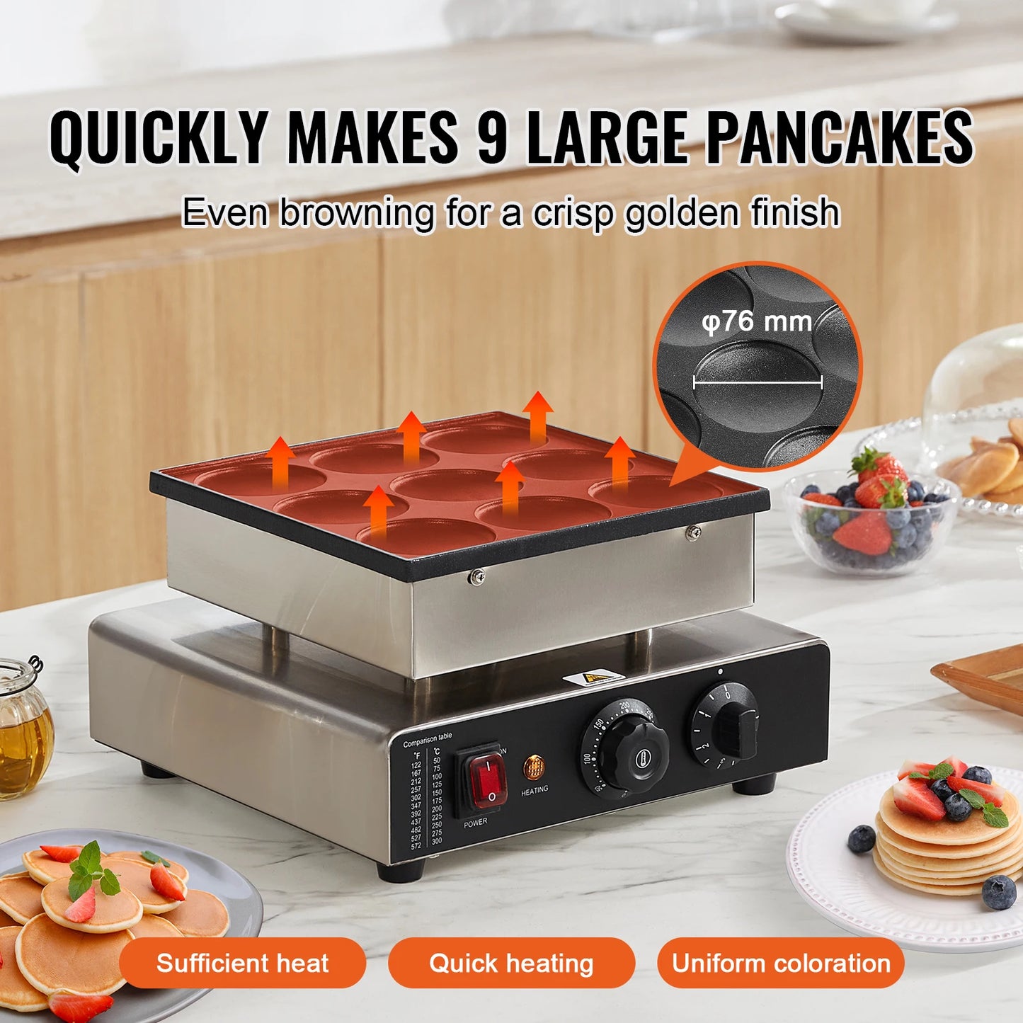 Succebuy Dutch Pancake Maker Dorayaki Grill Nonstick Stainless Steel