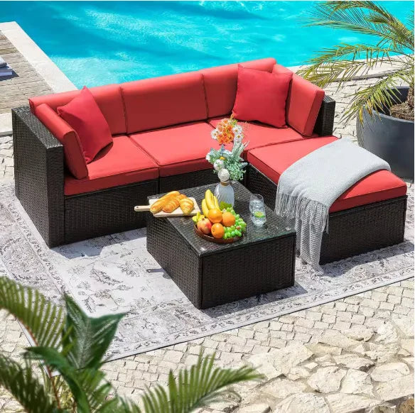 Tozey Outdoor Patio Sofa Sectional Set Weatherproof PE Rattan