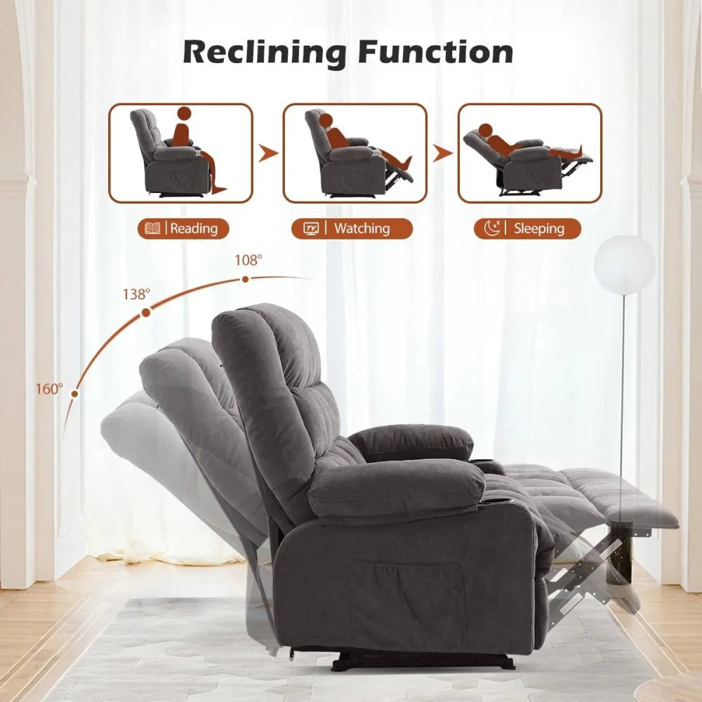 Recliner Loveseat With Cup Holders And Side Pocket