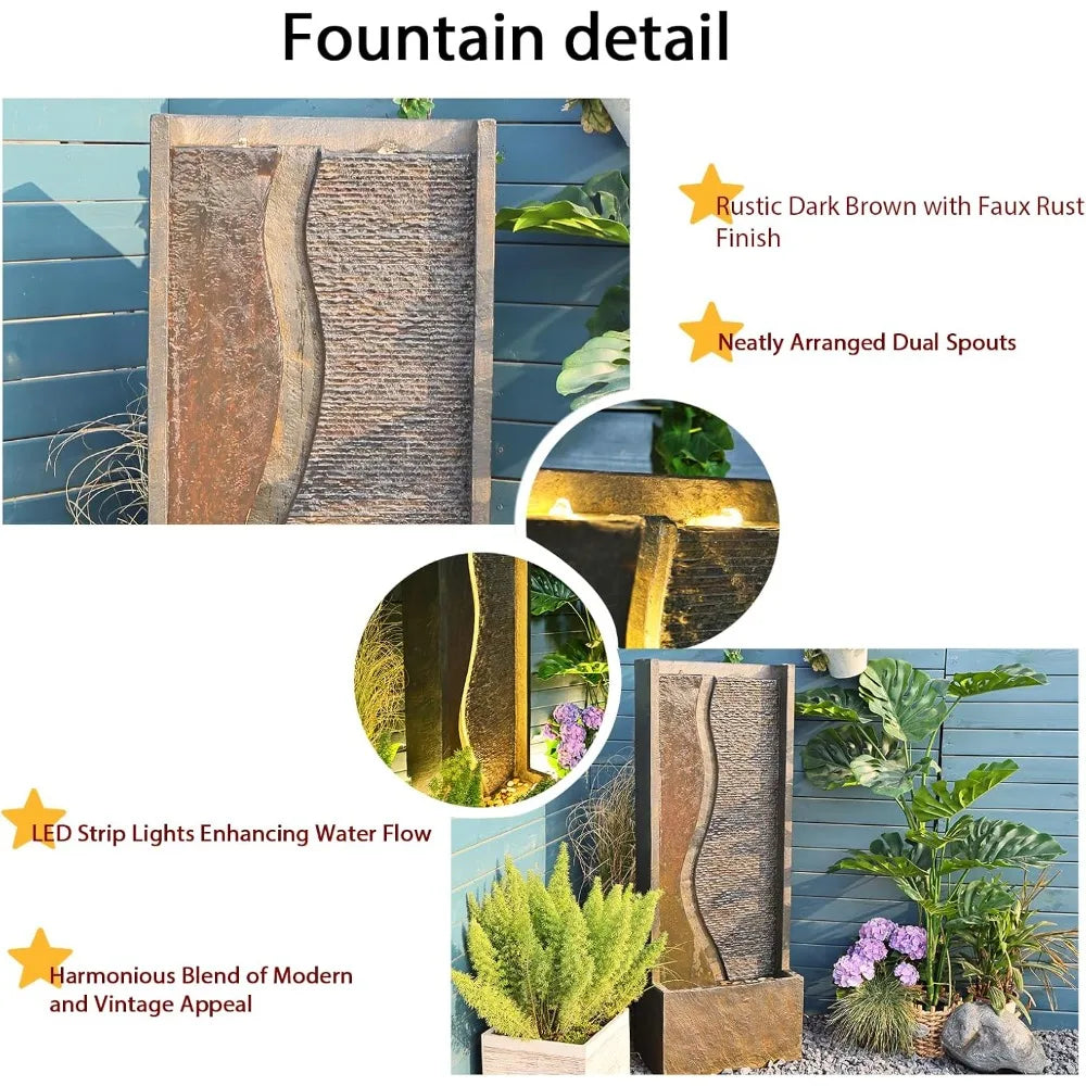 Tankana Outdoor Cube Fountain With LED Lights For Patio