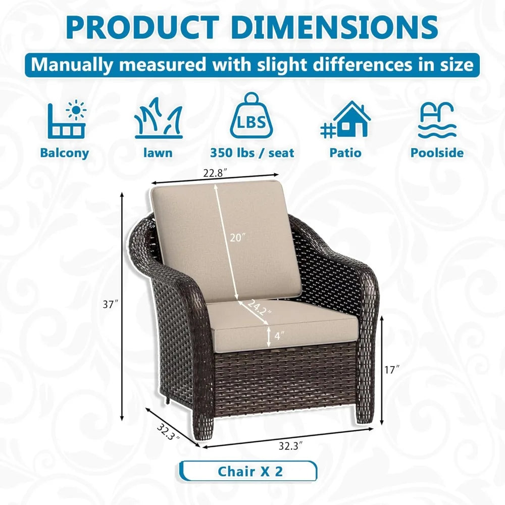 FEICHENG Outdoor Patio Deep Seat Chairs Rattan Set Garden