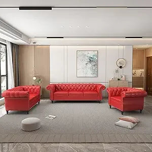 DAFIFY Velvet Chesterfield Living Room Set Sofa Loveseat