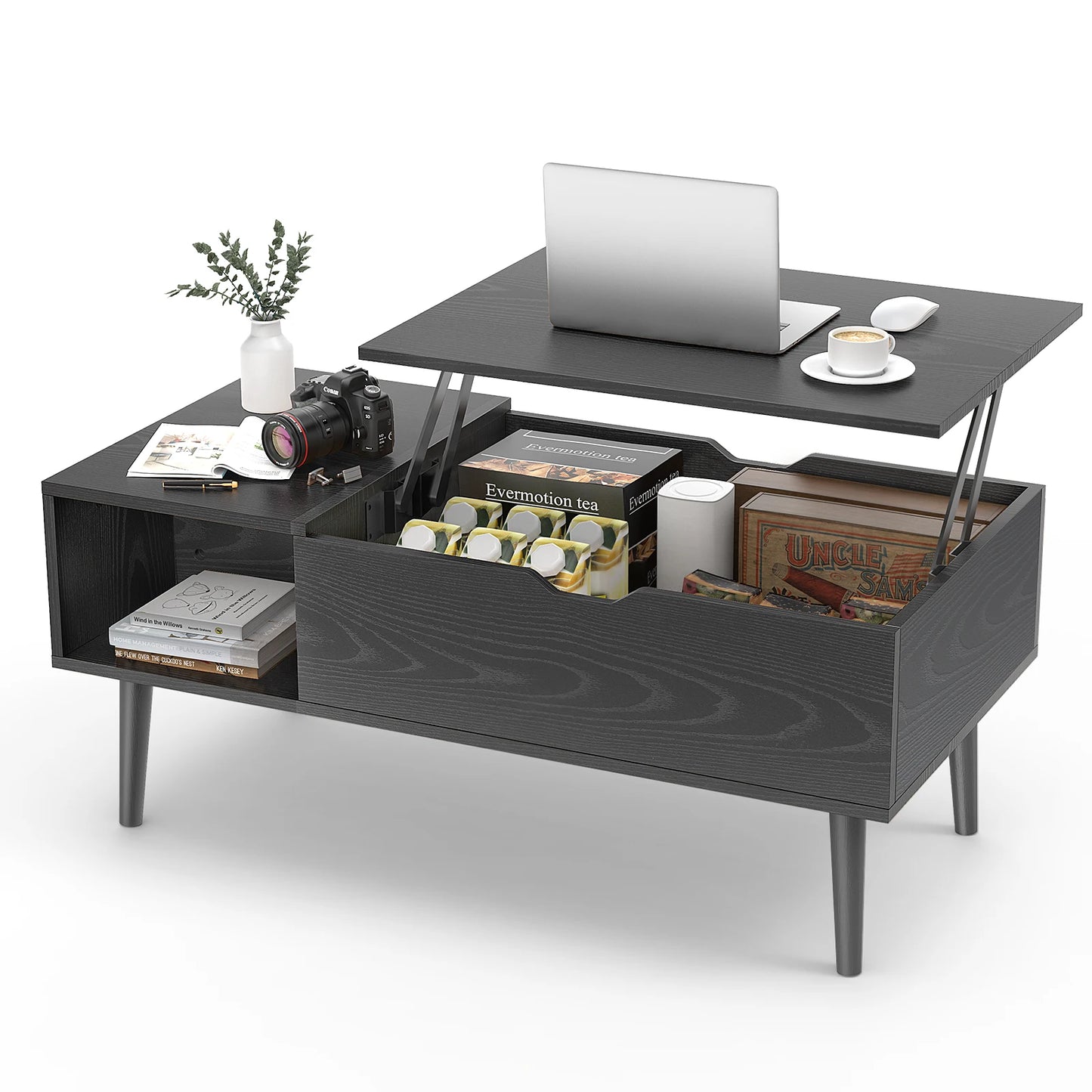 JHK Lift Top Coffee Table With Storage For Living Room