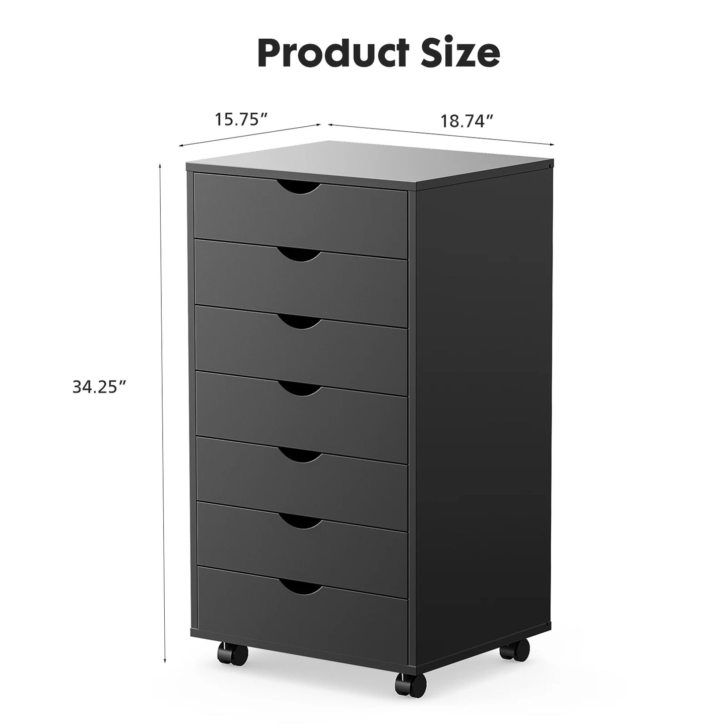 JHK 7 Drawer Chest Dresser Nightstand Storage Cabinet Wooden Mobile With Wheels Living Room Organizer Modern Morocco