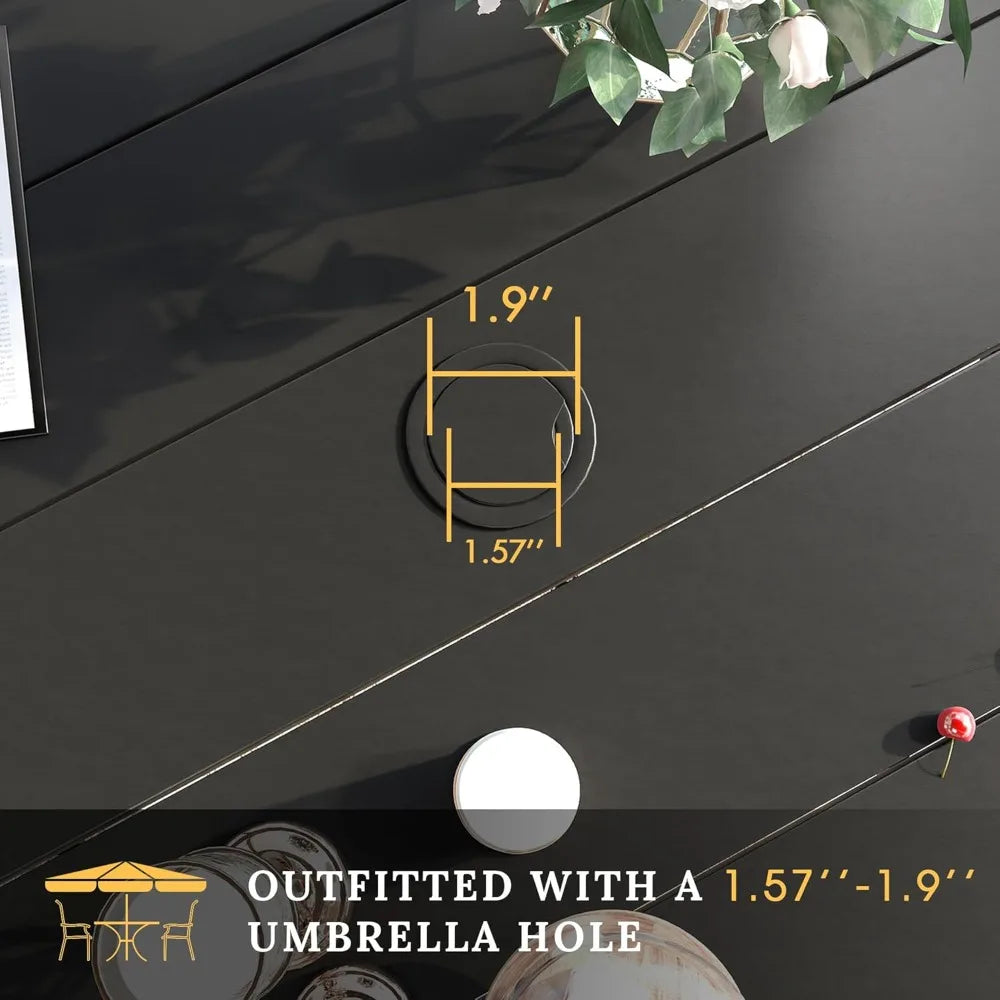 Outdoor All Weather Metal Round Patio Table With Umbrella Hole