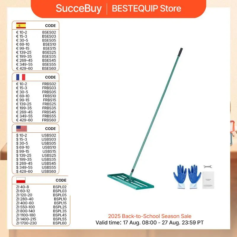 SucceBuy Lawn Leveling Rake Heavy Duty Garden Tool Pro