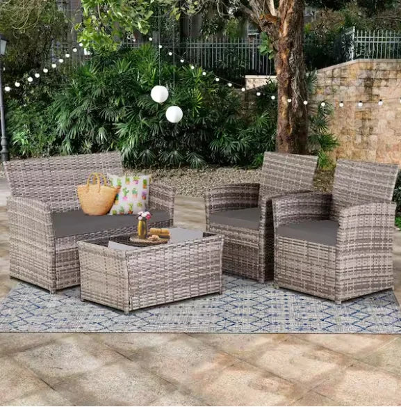 Hign-concerned Patio Furniture Set with Cushions Chairs Sofa Tea Table