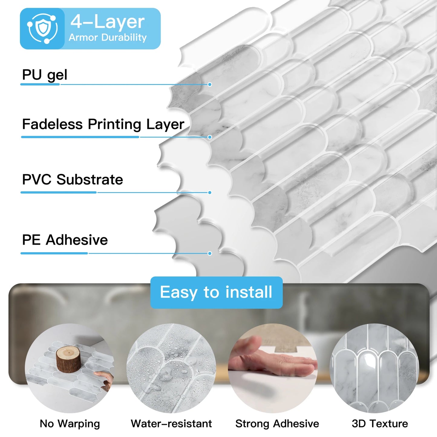 Art3d Self Adhesive Marble Backsplash Tiles 10 Pack