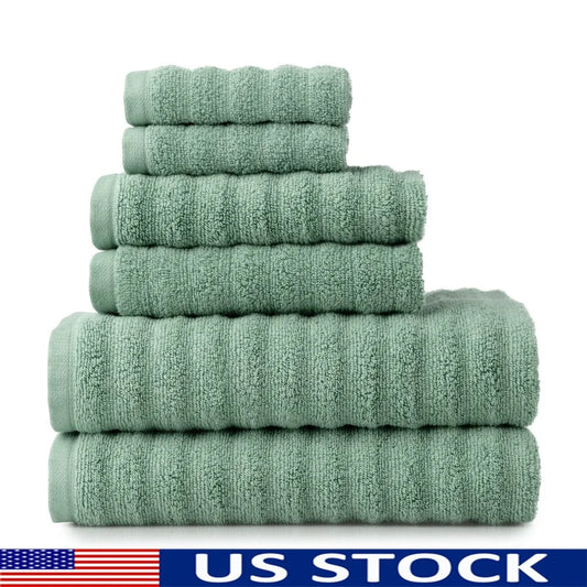 DUTRIEUX Durable Quick Dry Textured Bath Towel Set 6 Piece