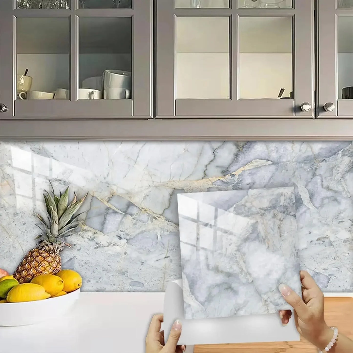Censor Simulated Thick Marble Tile Floor Sticker PVC Waterproof