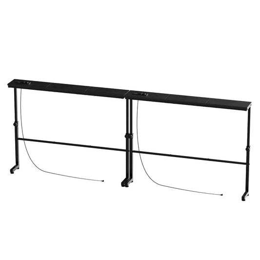 XMSJ Adjustable Height Narrow Console Table With Two Power Outlets