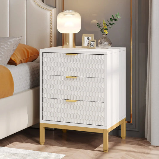 Tribesigns Modern Nightstand With 3 Drawers Bedroom Storage