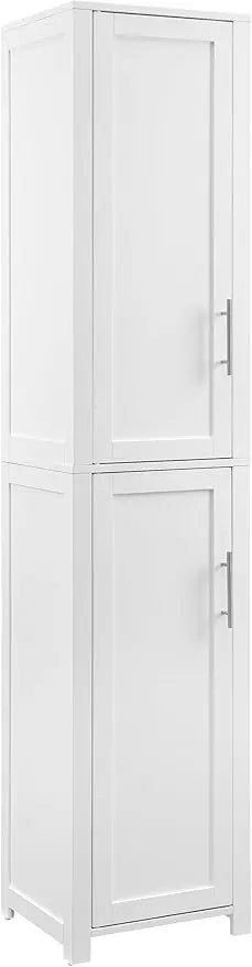 Linen Storage Cabinet for Laundry and Bathroom, Shelves Included, White