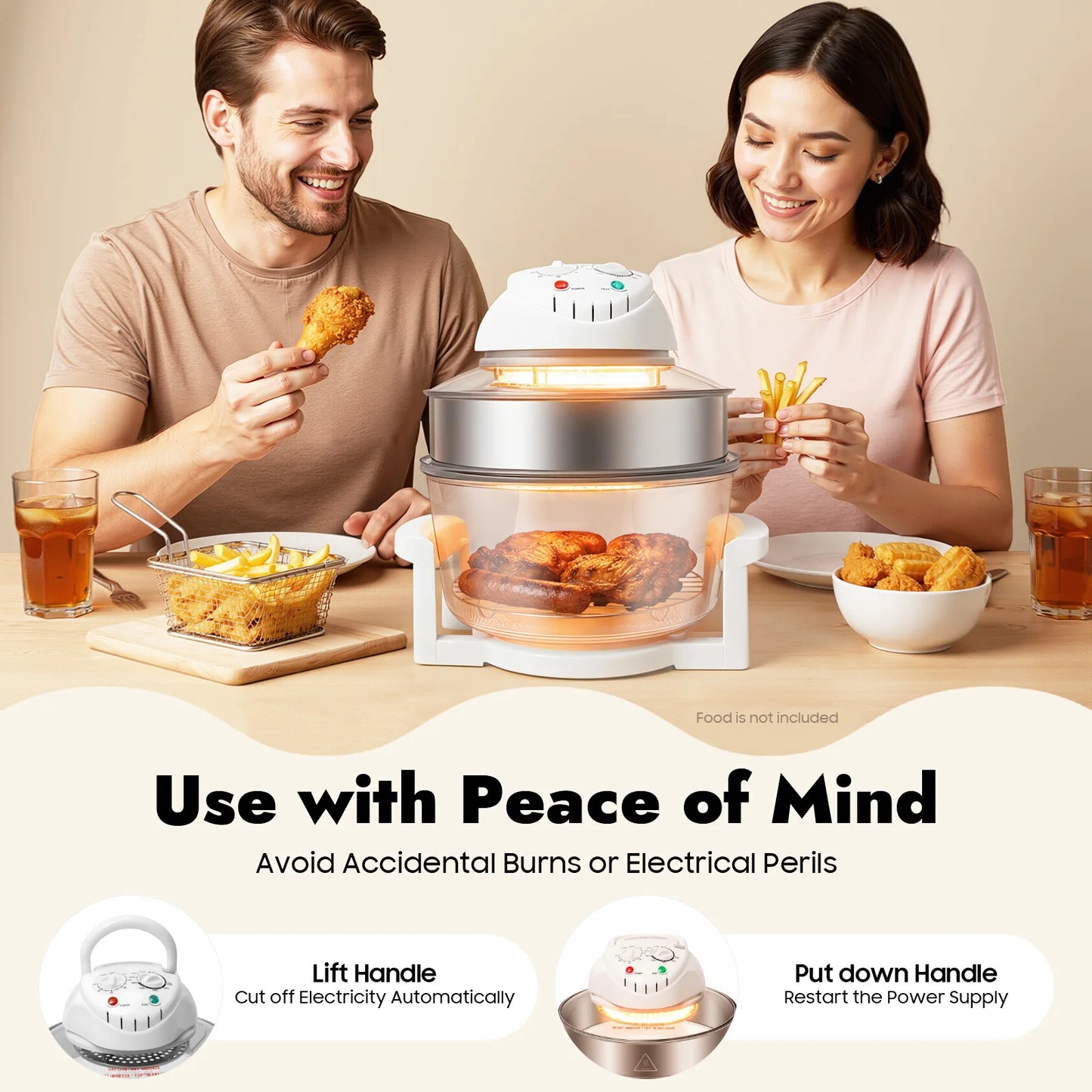 Visual Air Fryer 110V 1200W 360 Degree Hot Air Circulation