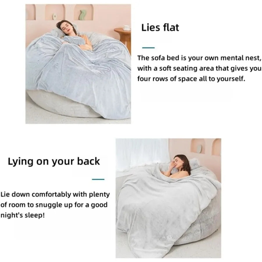 7 Foot Giant Comfy Bean Bag Bed With Fluffy Surface And 3D Shaping For Living Room Lounge Sofa Floor Chair
