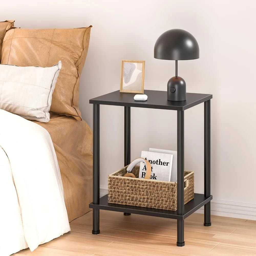 MKDK End Table With Storage Shelf 2 Tier Nightstand