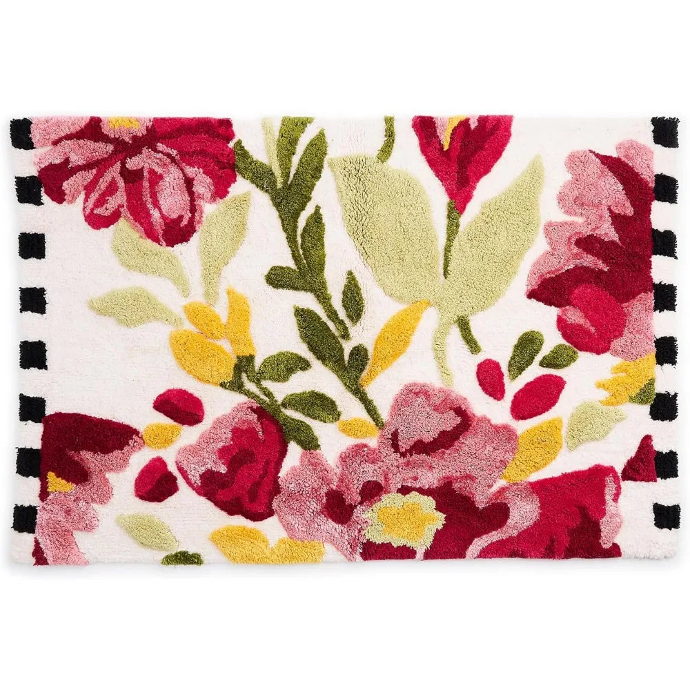 Cotton Spring Floral Bath Mat by Mackenzie-Childs - Washable Bathroom Rug