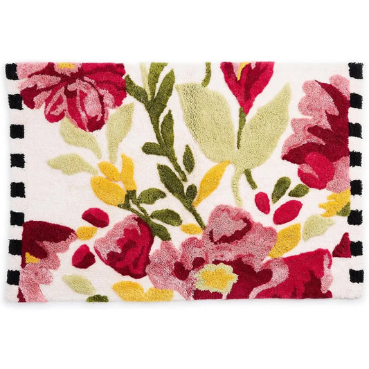 Cotton Spring Floral Bath Mat by Mackenzie-Childs - Washable Bathroom Rug