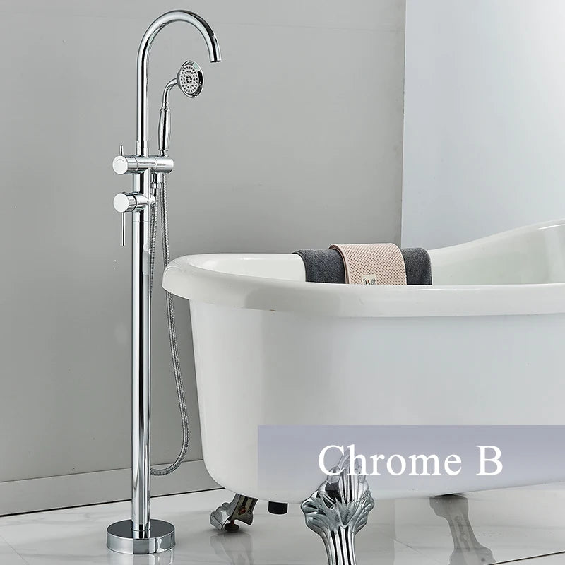 Rozin Floor Standing Bathtub Faucet Big Boss Brushed Finish
