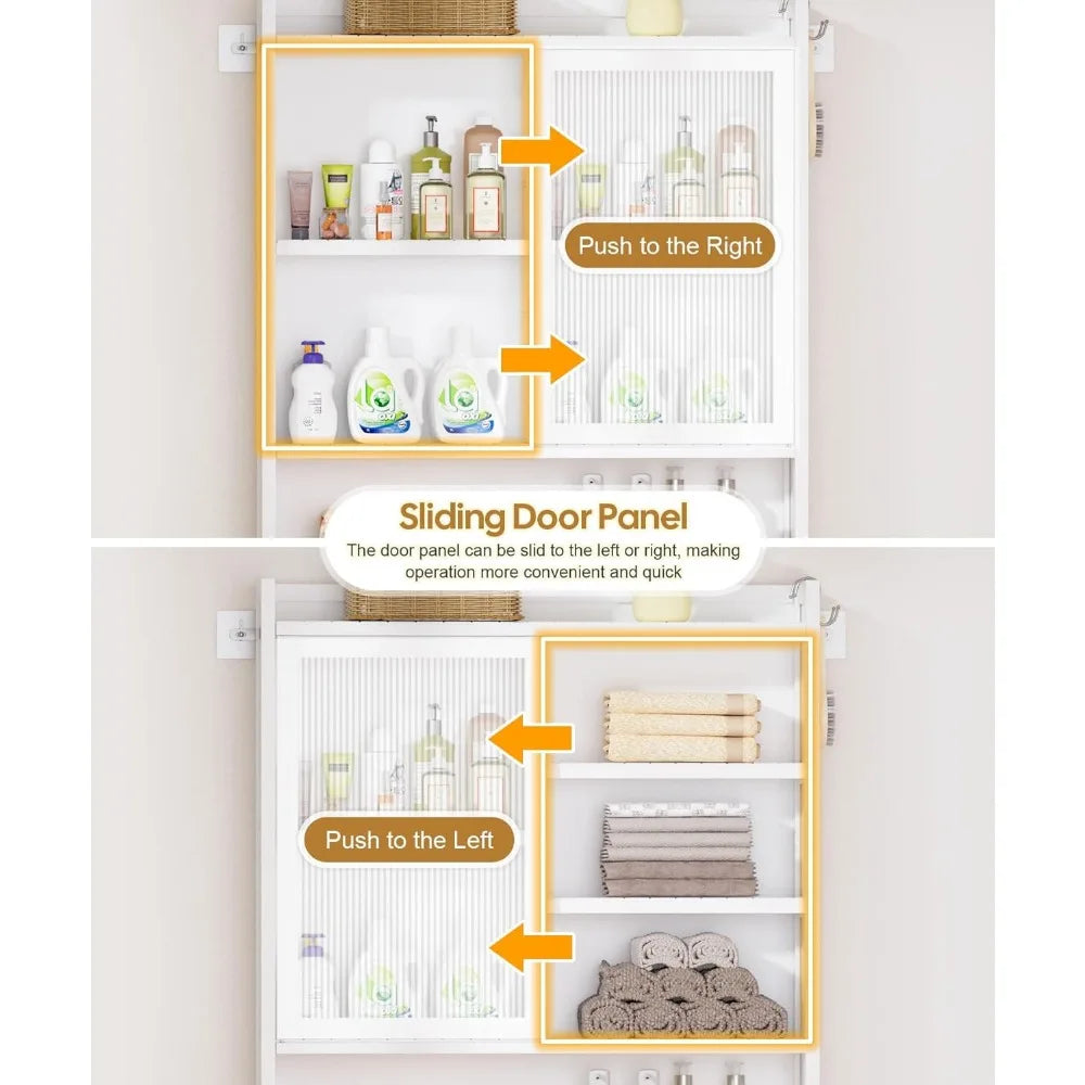 Over The Toilet Storage Cabinet With Acrylic Door Drawer