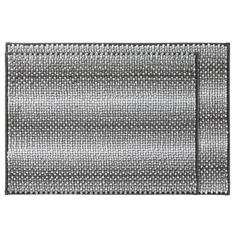 15-Piece Ombre Stripe Polyester Shower Curtain Set with Hooks and Non-Skid Bath Rugs Bathroom Décor Upgrade