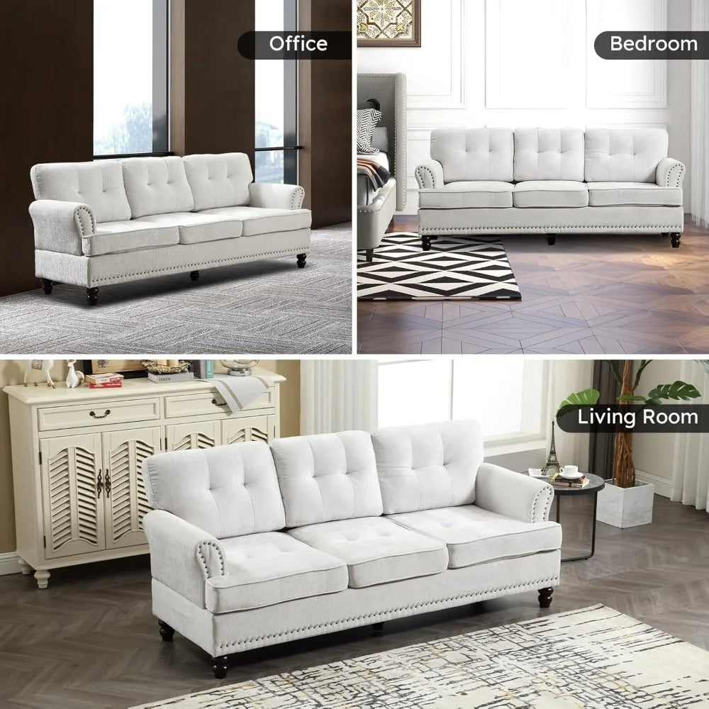 Mid Century Rivet Design Loveseat Sofa With Wooden Feet