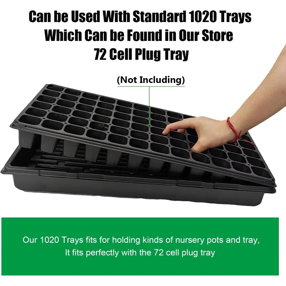 Sturdy 1020 Microgreens Growing Trays, No Drain Holes, 5-Pack for Indoor Gardening & Seed Starting