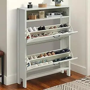 Freestanding Shoe Cabinet With Four Drawers Engineered Wood