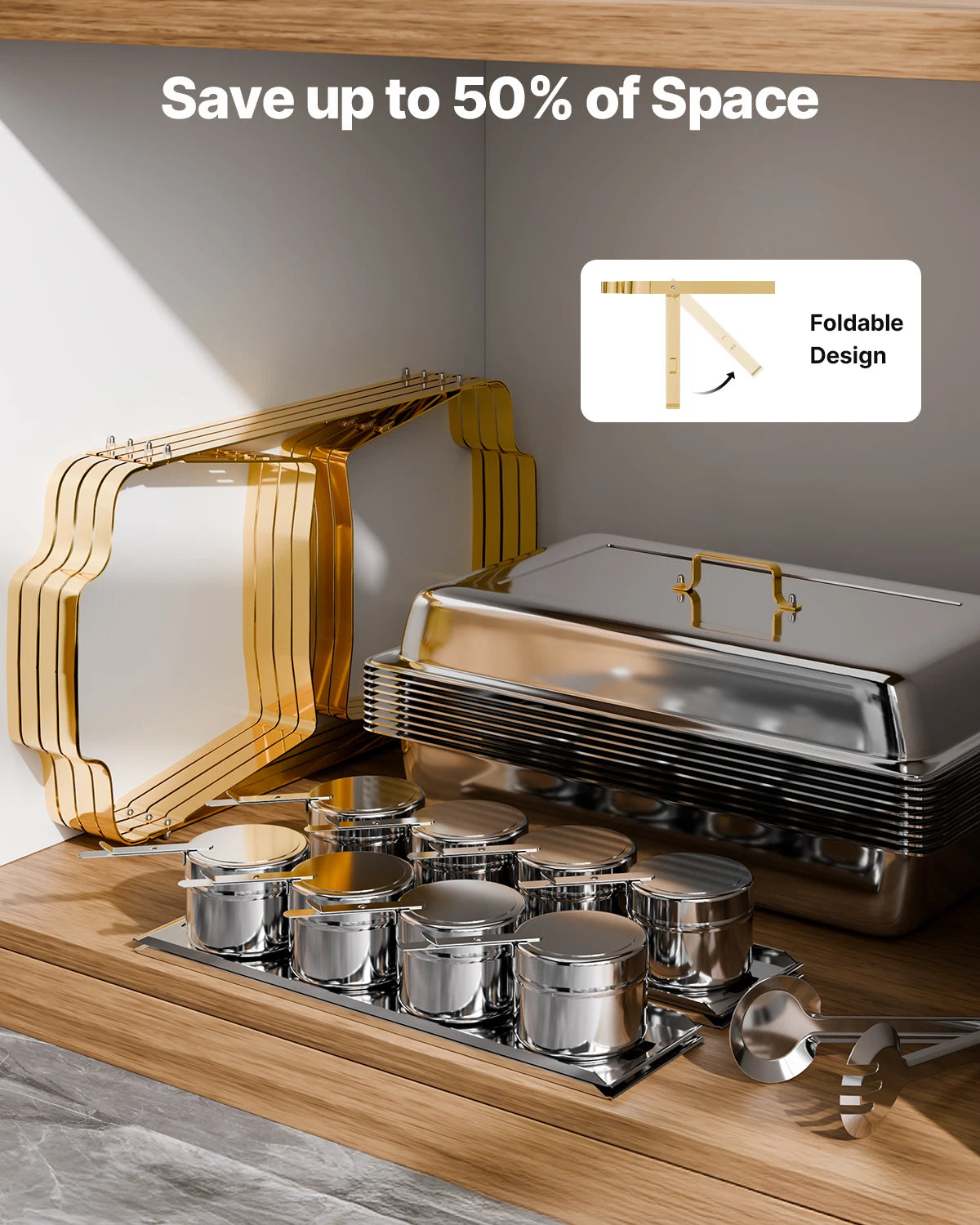SucceBuy Chafing Dish Buffet Set Stainless Steel Warmer With Pans