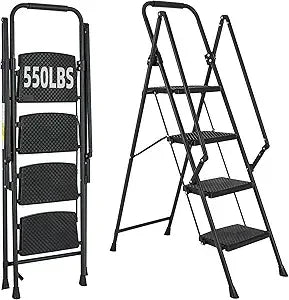 CHENGWEI 5 Step Ladder With Handrails Foldable Aluminum