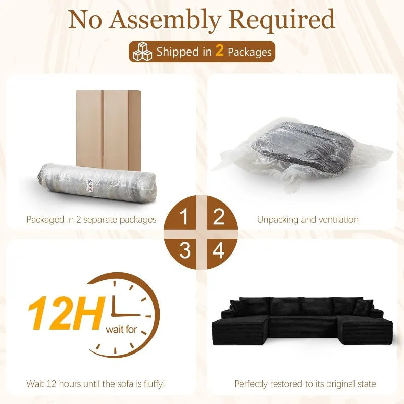 U Shaped Modular Sleeper Sofa Storage Pockets And Cup Holders