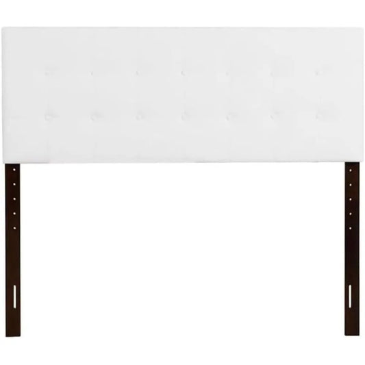 Adjustable Height White Faux Leather Headboard, Mountable to Bed or Wall, Modern Style for Bedroom