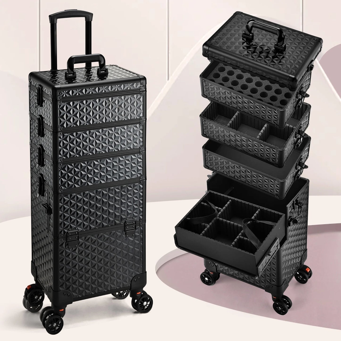 MaxuleneCN Professional Makeup Train Case On Wheels