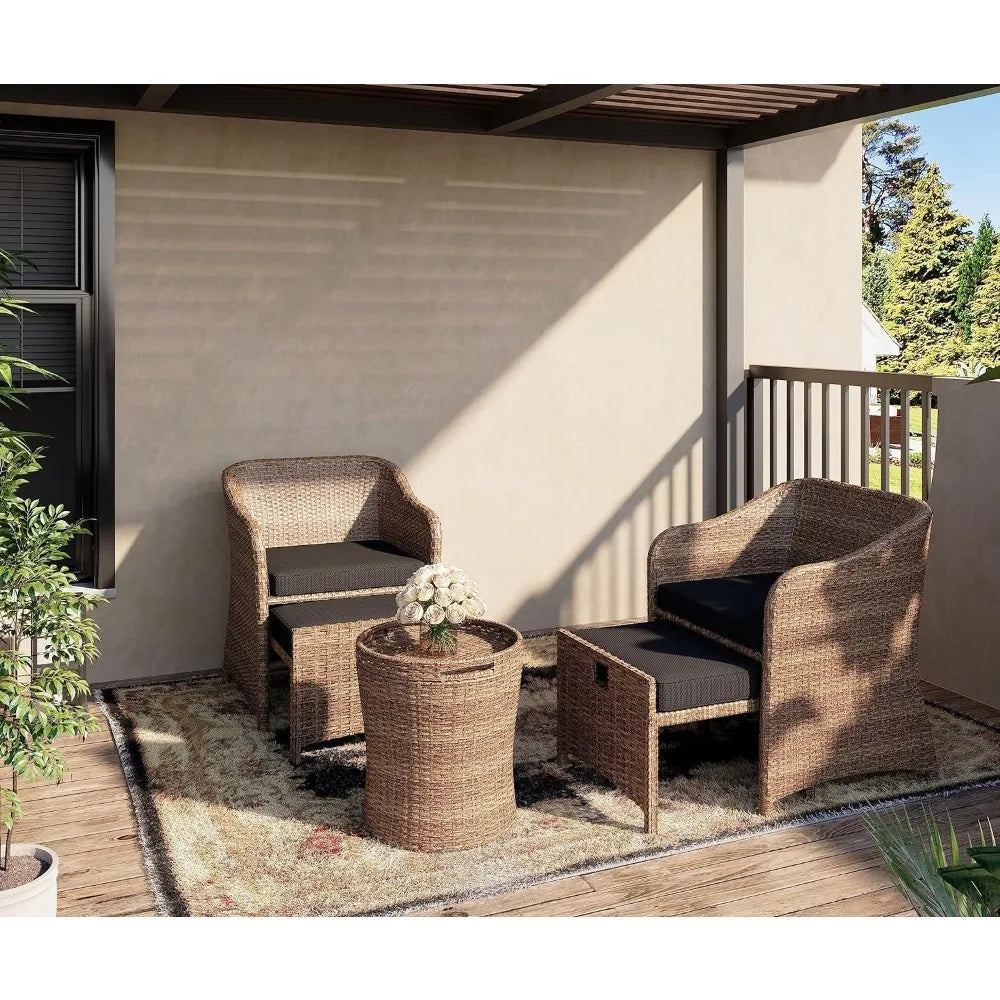 Outdoor Patio Wicker 5 Piece Set No Assembly Required