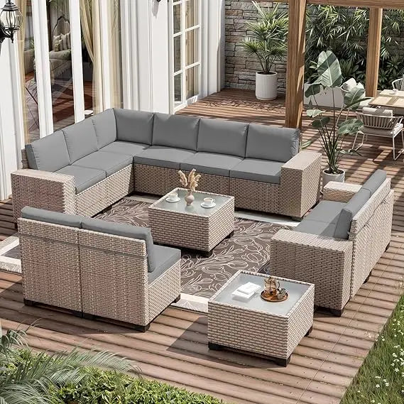 Hign-concerned 13 Piece Outdoor Patio Wicker Furniture Set