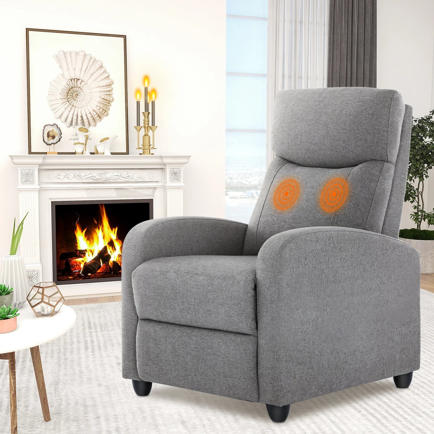 JHK Recliner Chair Massage Sofa Fabric Modern Living Room