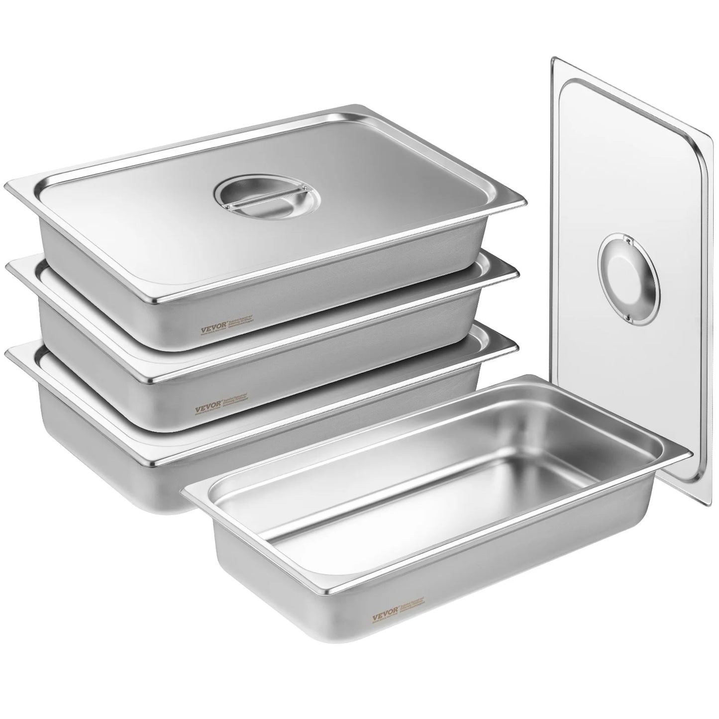SucceBuy 4 Pack Stainless Steel Hotel Pans With Lid