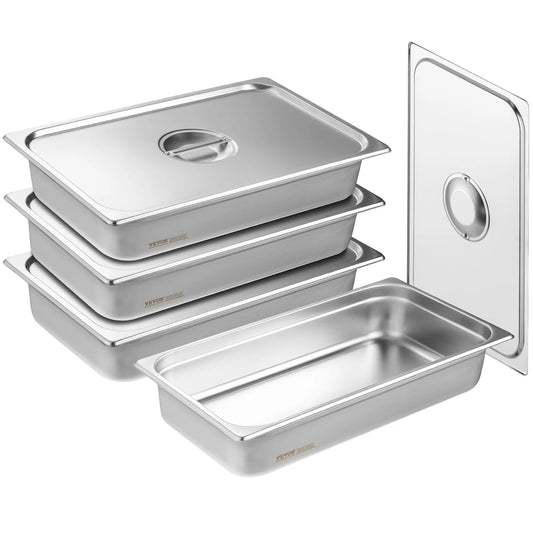 SucceBuy 4 Pack Stainless Steel Hotel Pans With Lid
