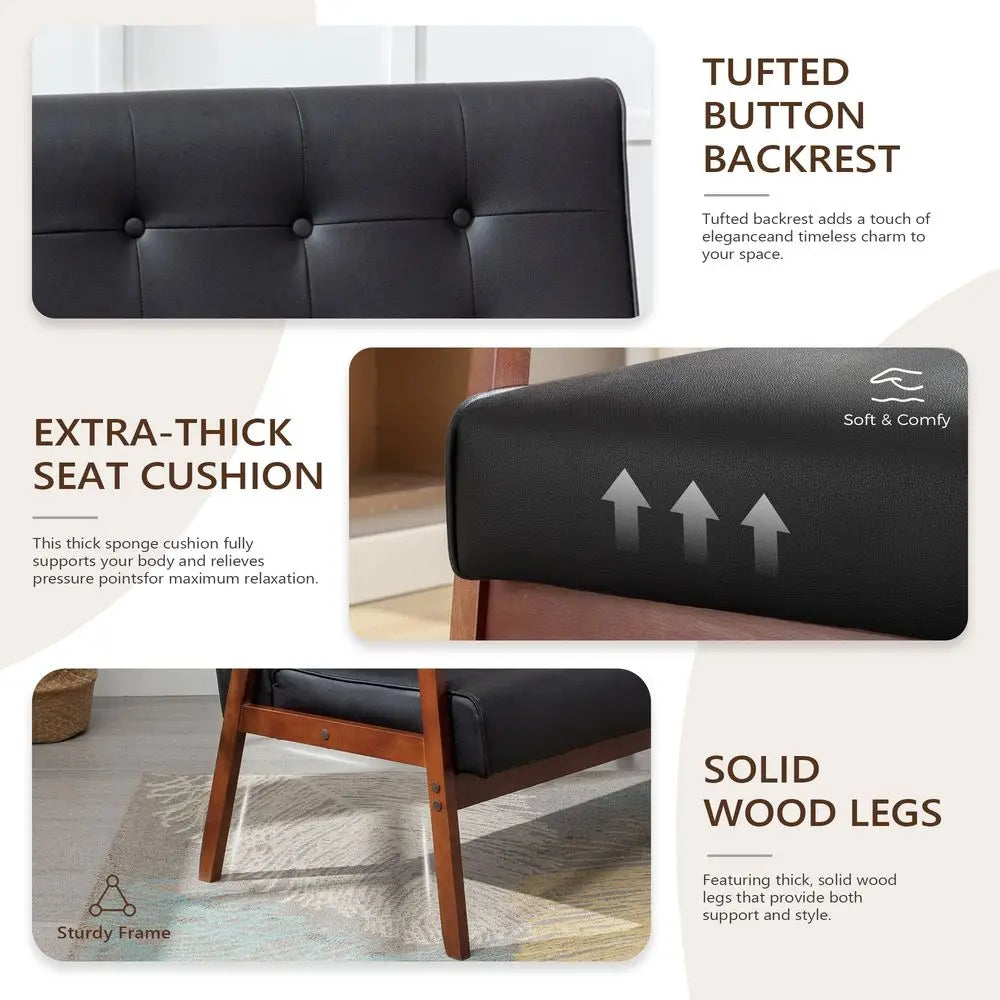 QWC Mid Century Sofa Set With Two Elegant Accent Chairs