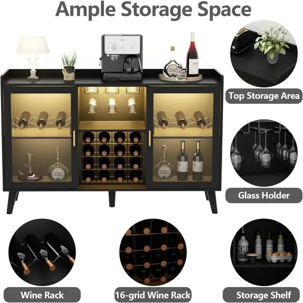 Guangbai Wine Bar Cabinet With Led Light And Glass Rack