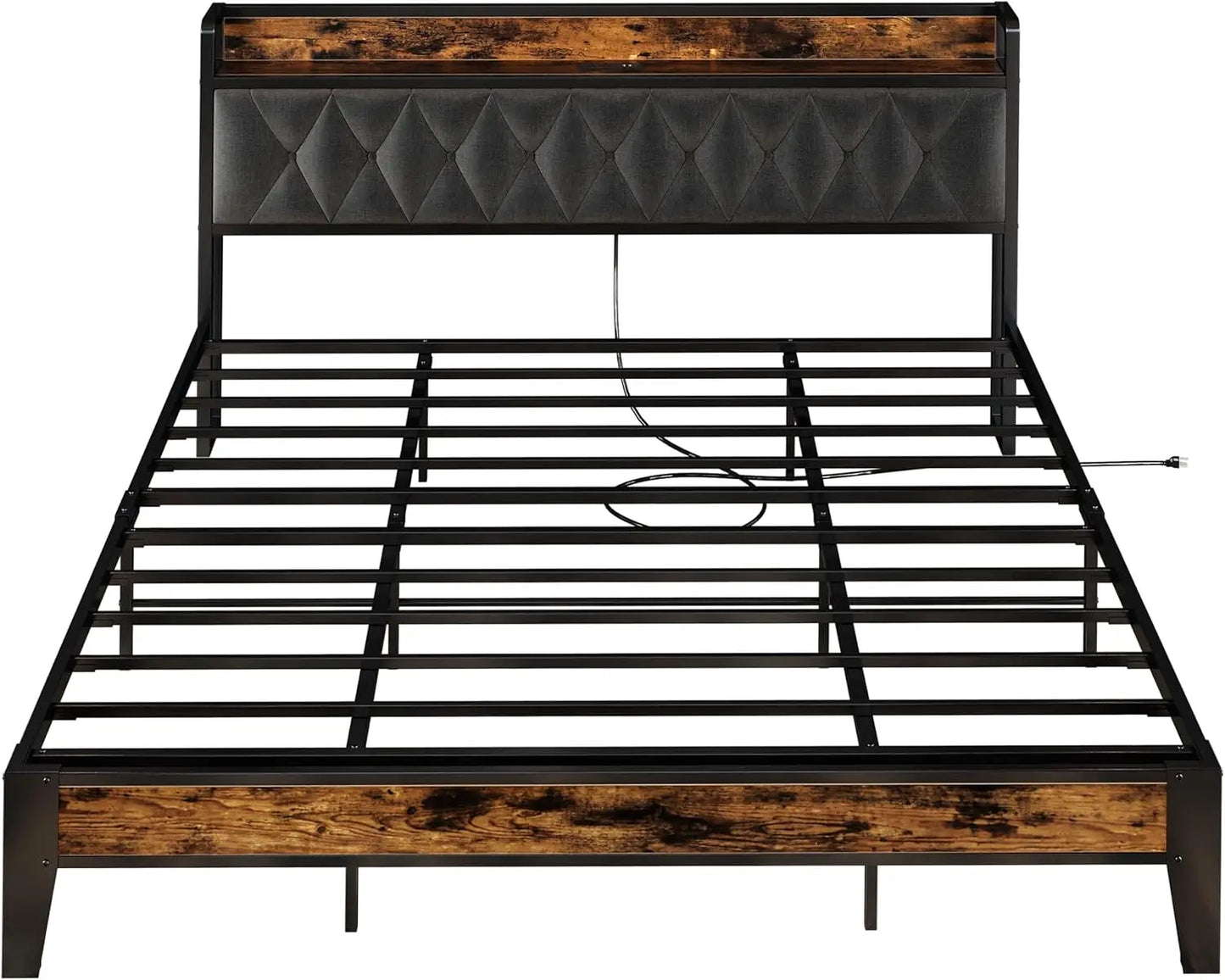 NONECN Bed Frames With Storage Headboard And Outlets