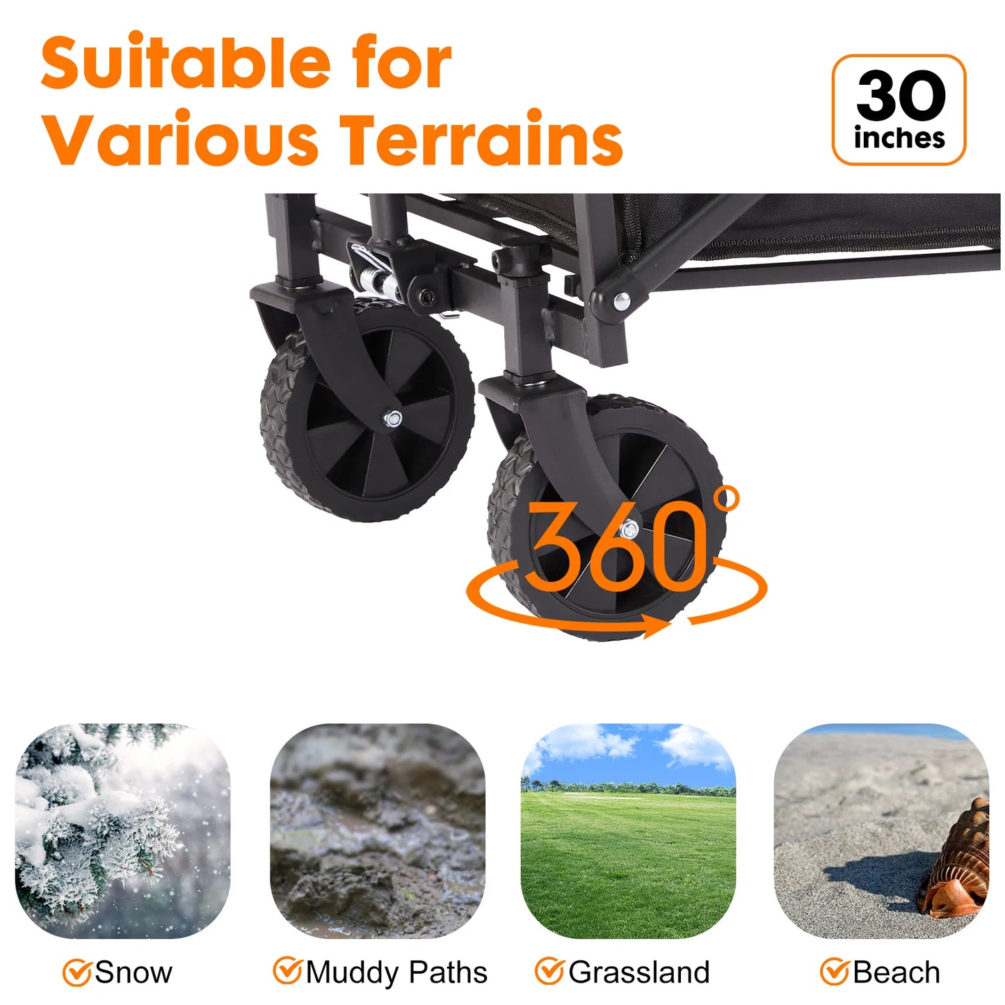 JHK Outdoor Foldable Large Capacity Garden Cart Wagon