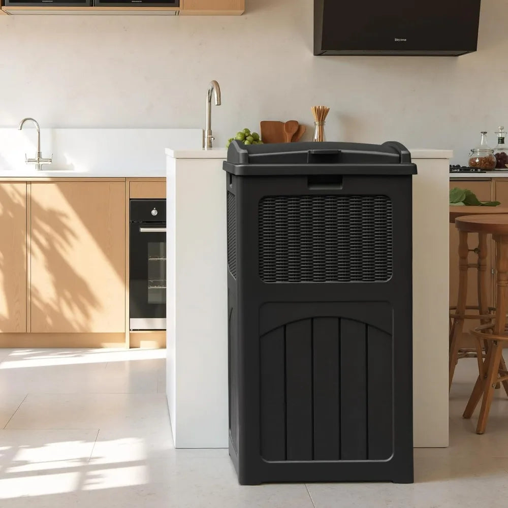 Outdoor Trash Can With Lid Waterproof Plastic Waste Bins For Garden